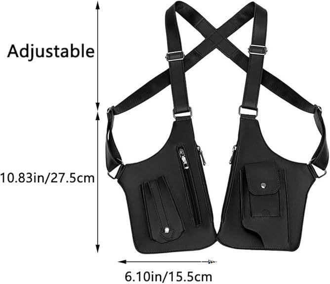 Unisex Leather Crossbody Underarm Bag - Outdoor Multi-function Square Phone Vest Bag