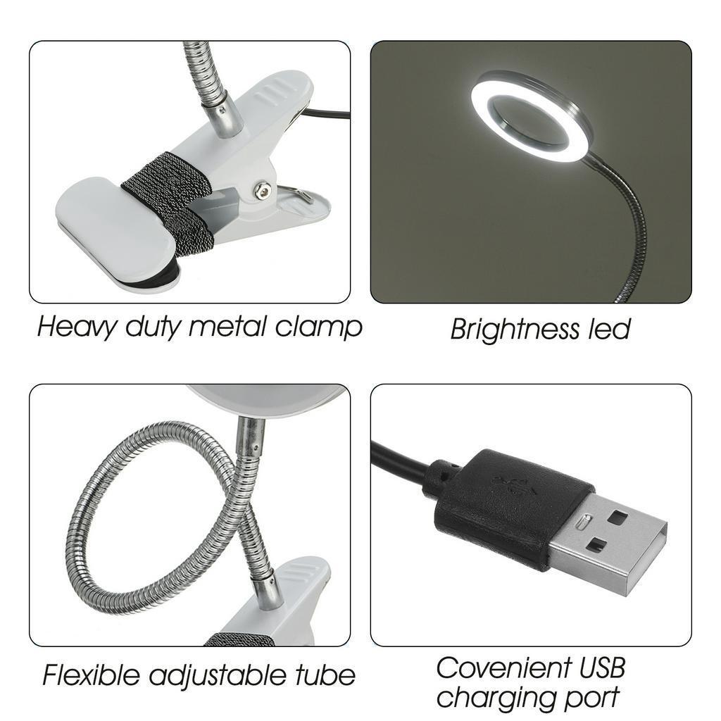 7W USB Reading Table Light 8X Magnifier Glass LED Desk Lamp Eye Protection Tooth Beauty Makeup Tattoo Light Clip-on Bendable