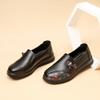 Women's Spring and Autumn PU Leather Soft Soled Single Shoes for Middle-aged and Elderly People, Comfortable Flat Bottomed Non Slip Shoes