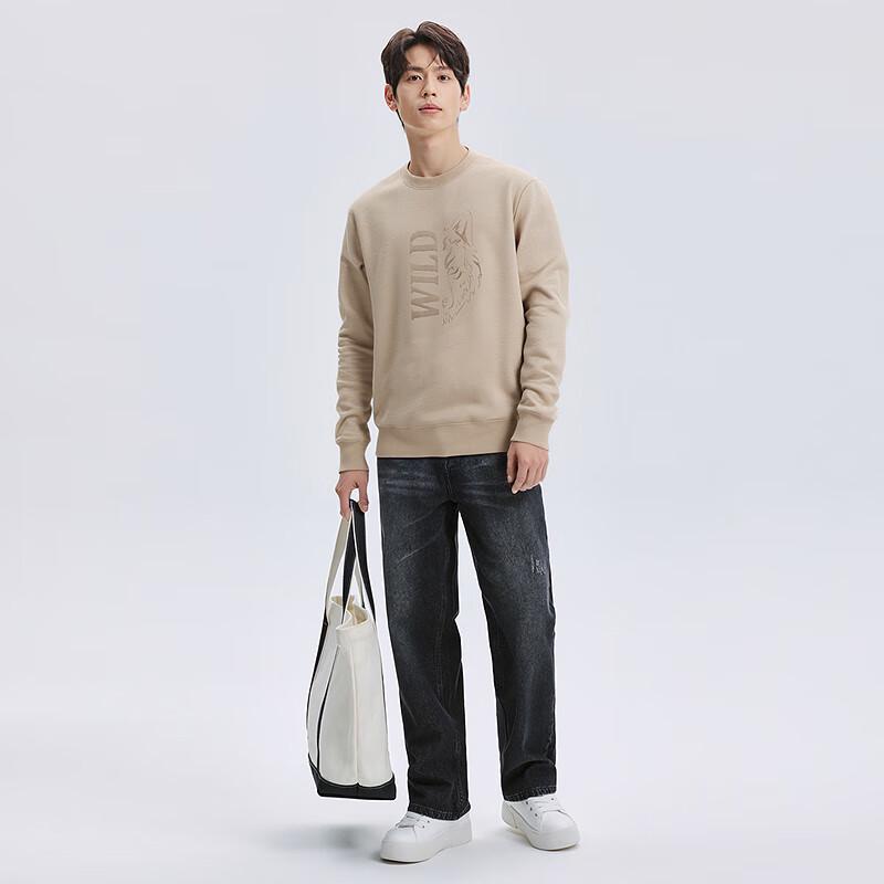 SEPTWOLVES Men's Embroidered Winter Thick Pullover Sweatshirt