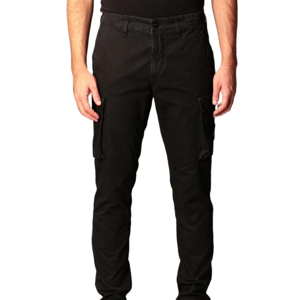 Stone Island Kids SS23 Solid Color Compass Logo Casual Pants Men bottoms Black 781630410-V0129