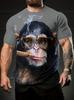 Cartcartoon Monkey Graphic 3D Printed Funny Men's T-Shirts T-Shirt Casual Short Sleeve Top O-Neck Clothing Oversize Men Tops