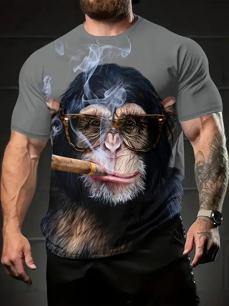 Cartcartoon Monkey Graphic 3D Printed Funny Men's T-Shirts T-Shirt Casual Short Sleeve Top O-Neck Clothing Oversize Men Tops