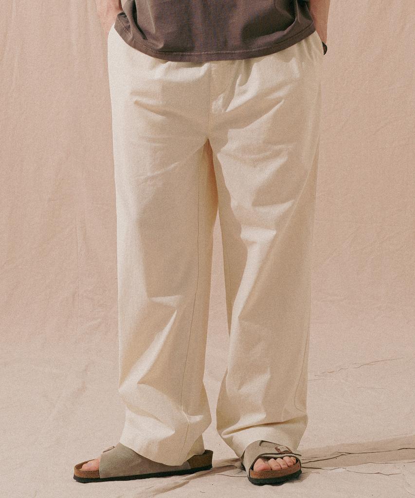 PERSTEP Cool Mix Linen-Like Straight Fit Long Pants Cream Khlp4702