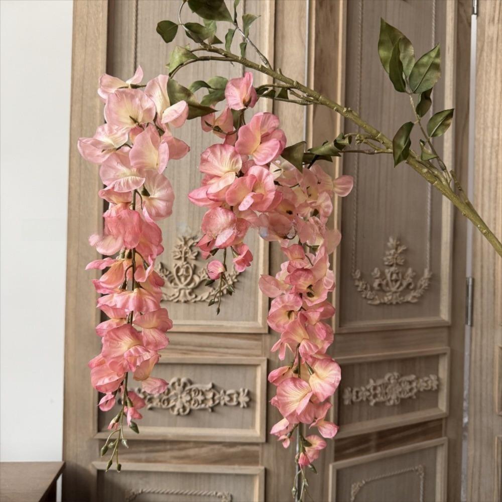 

Long Branches Artificial Wisteria Flowers Purple Bushy Vine Artificial Faux Plants Vine Rattan Decorative Fake Flower String розовый