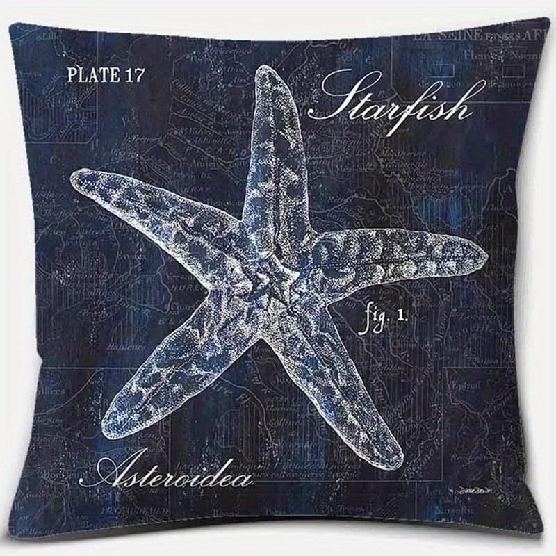 Home Decor Sea Creatures Map-Inspired Pillow Covers Pattern Cushion Cover Suitable for Sofa Bedroom Car Pillow Cover