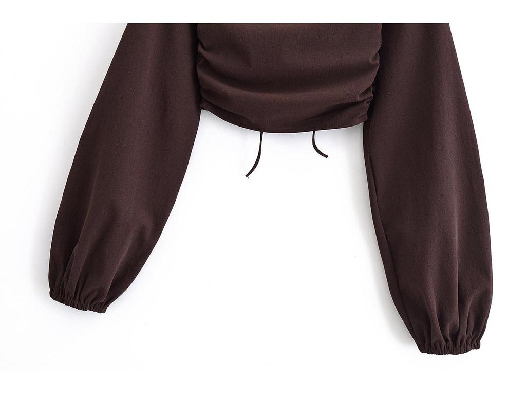 2025 Spring Women's European & American Style Pleated Top & Elastic Long Pants Set