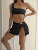 2024 Trendy European & American High Waist Slit Bikini Skirt 3-Piece Swimsuit