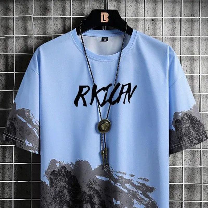 T-shirt estiva da uomo nuovo alla moda completo di pantaloni in seta di ghiaccio versione coreana taglia grande casual da uomo tendenza Ins selvaggio e bello