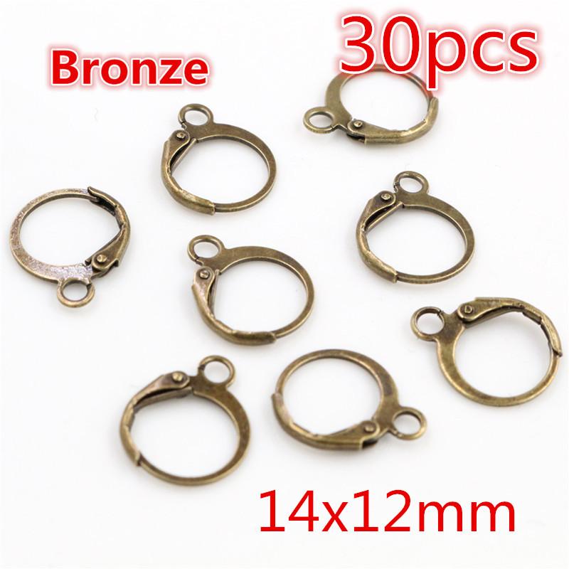 30-50pcs Fashion Bronze Rhodium Gold Silver Plated French Earring Hooks Wire Settings DIY Jewelry Making Findings Accessories