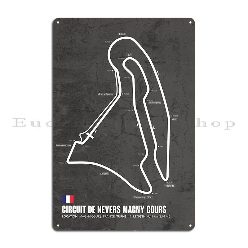 Circuit de Dijon Prenois Magny Cours Racetrack Map Metal Plaque Poster Plates Classic Designing Printed Bar Tin Sign Poster