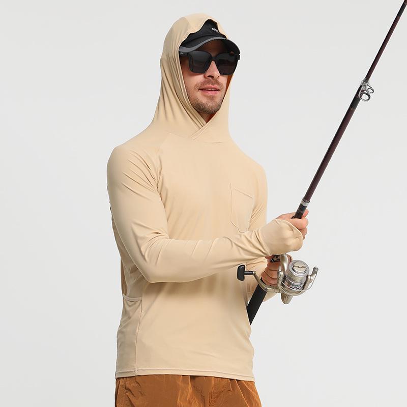 Men s Nylon Hooded Fishing Sun Protection Jacket with Pockets, Quick-Drying, Breathable, and Lightweight. 3XL