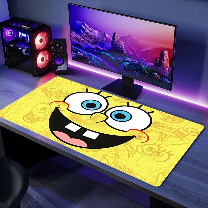 SpongeBob Mouse Pad, Large Gaming Desk Mat, Non-slip XXL Mousepad for Laptop & Tablet, Mini PC Playmat with Stitched Edges