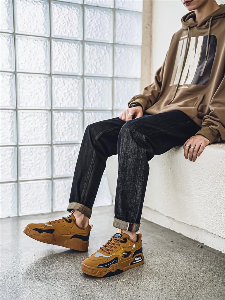 Męskie buty sportowe casualowe sneakersy w stylu ulicznym studenckie oversize czarne buty do skateboardingu