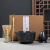 Matcha 4-Piece Set Japanese Tea Ceremony Tools Matcha Bowl Chasen Holder Chashaku Whisk Black