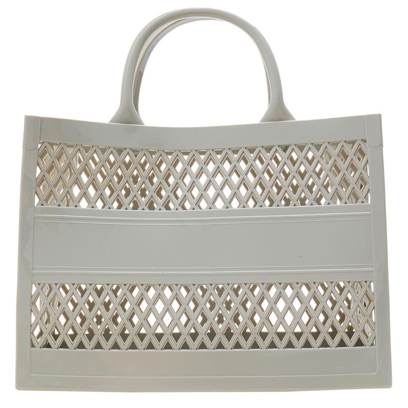 2025 Summer New Shopping Basket Handheld PVC Bag Jelly Bag Large Capacity Basket Storage Basket Candy Color Hollow