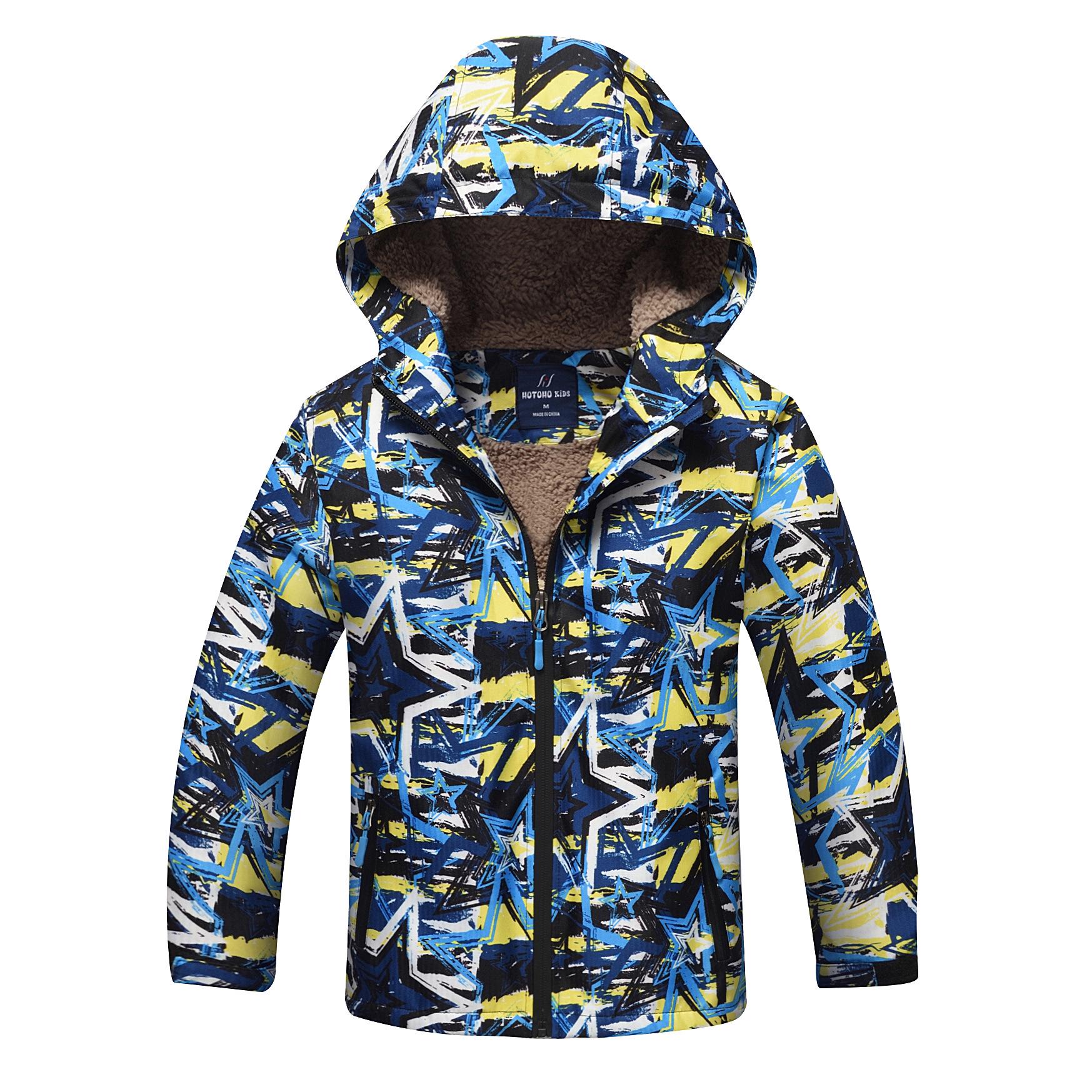 Boys Winter Windproof & Waterproof Plus Velvet Warm Jacket - Children s Outdoor Mountaineering Windbreaker M
