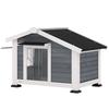 PawHut Wetterfestes Holzhundehütte mit herausnehmbarem Boden Asphalt Dach Öffnungsfenster 98x76x69.5 cm Grau