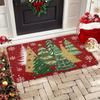 Christmas Red Green Pine Tree Snowflake Floor Doormat Luxury Holiday Entrance Welcome Carpet