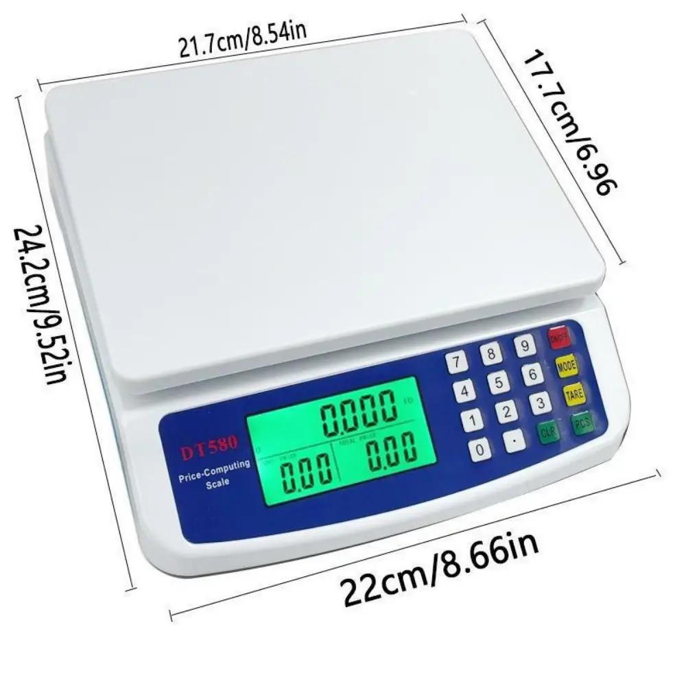Hochpräzise Digitale Küchenwaage LCD-Anzeige 30kg/1g Kapazität Kommerzielle Lebensmittelwaage Batteriebetrieben Tara-Funktion