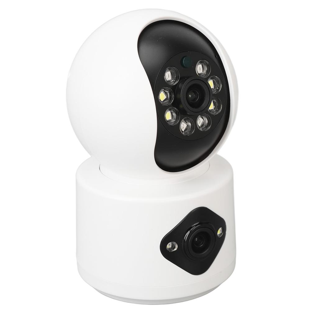 Security Camera Dual Lens HD Night Vision 2 Way Intercom Smart Indoor Camera 100‑240V EU Plug
