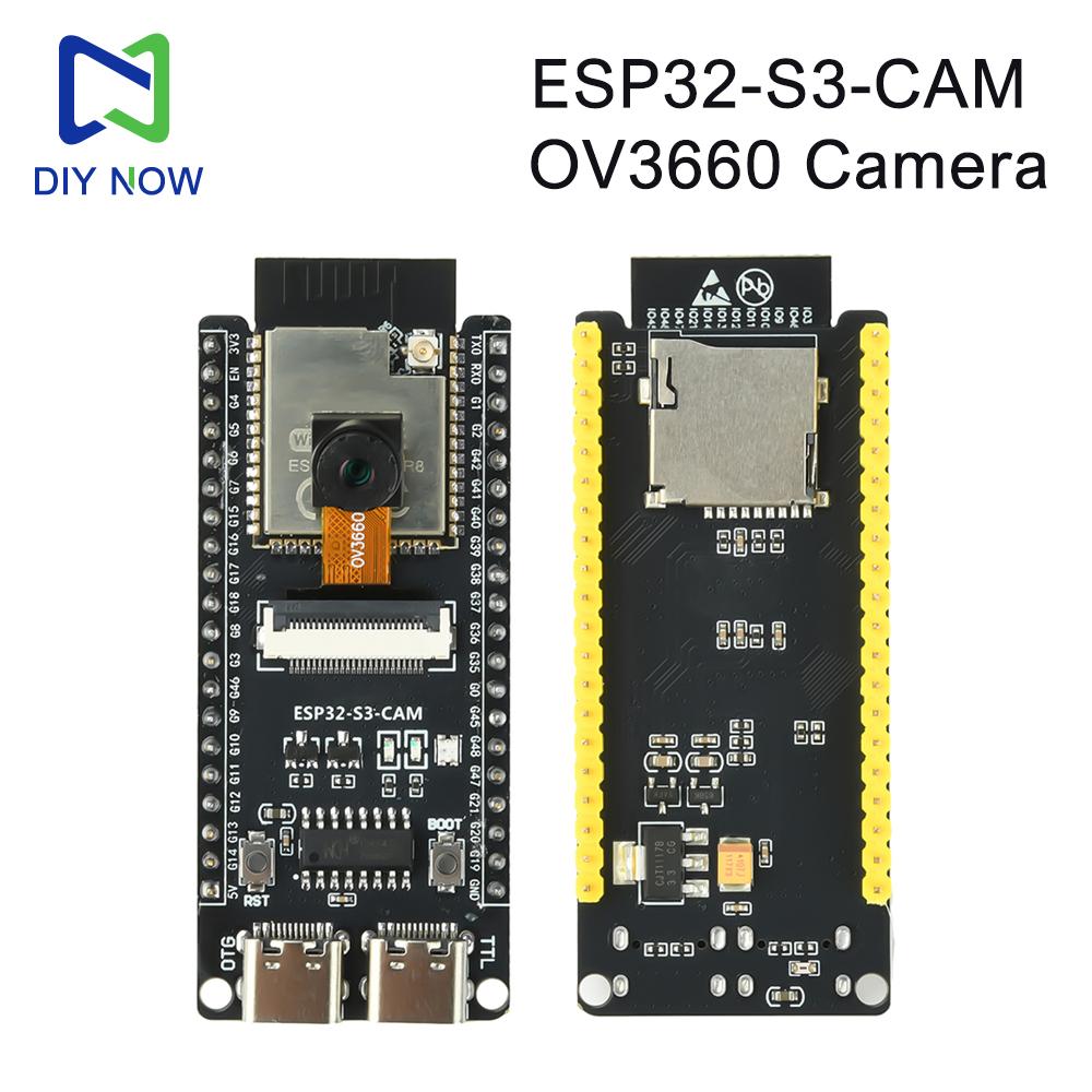 ESP32-S3-CAM OV3660 Camera Module Development Board ESP32-S3 N16R8 WiFi/Bluetooth DIY Smart Car Visual Tracking Core Board CH340