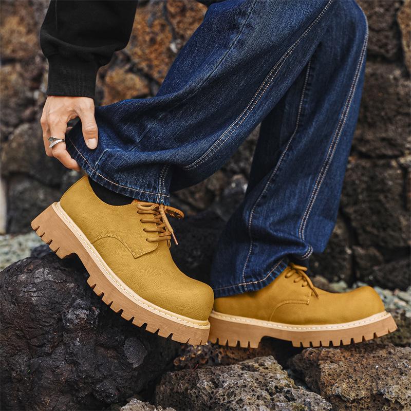 Big Head Business Leather Shoes Men's British Style Platform Tooling Casual Shoes Round Head Dress Wedding Derby Shoes 2038-J