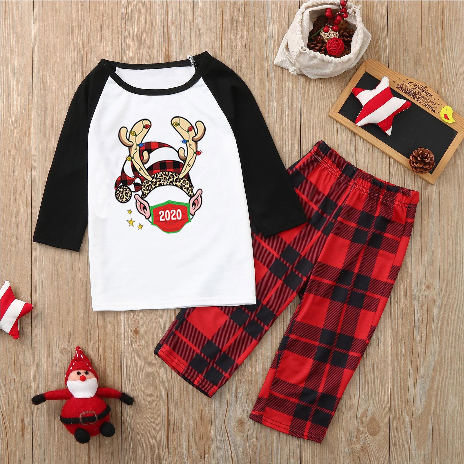 

Kids Christmas Letter Printed Top+Printed Pants Family Clothes Pajamas