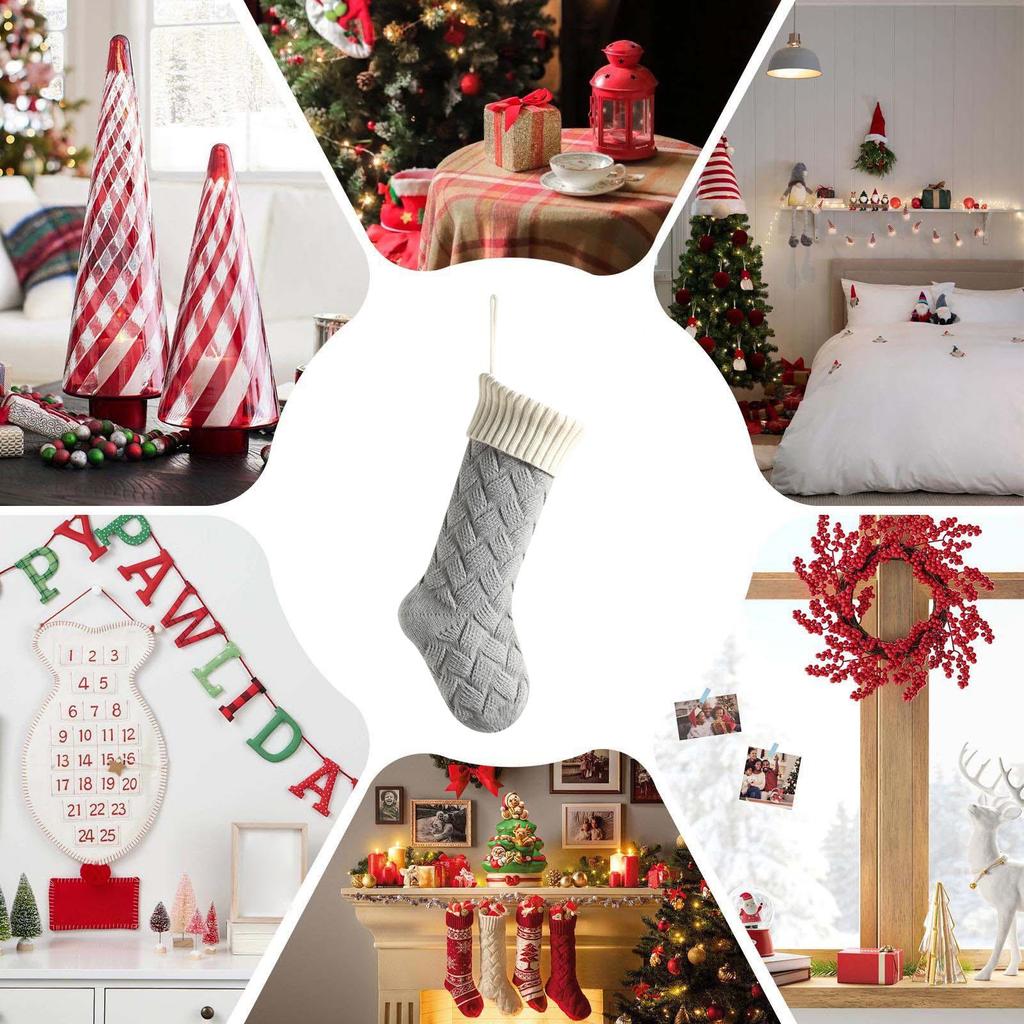Christmas Stockings 18 Inch Knitted Stockings Christmas Decor Embroidery Home Decor Party Decorations For Window Living Room