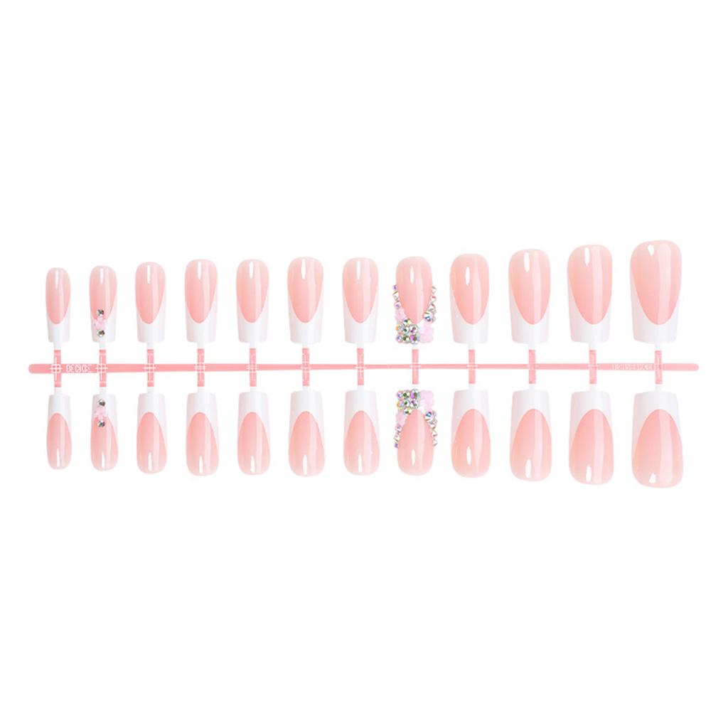 Gentle French Pink Artificial Nails Finger Ultra-flexible Long Lasting Fake Nails for Hot Girl Dress Matching