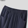 INCERUN Herren Freizeit Elastischer Bund Gestreifte Lange Weite Beine Hosen