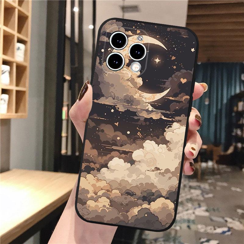 Scenery Anime Art Night Sky Stars moon Phone Case For iphone 17 Pro Max Air 16 15 14 13 Pro Max 15 16 Pro 15Plus