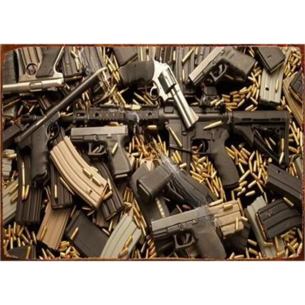 Vintage NEW Pistol HD Tin Painting Metal Sign Poster Home Living Room Bar Club Party Man Cave Art Wall Decorativ Iron Painting
