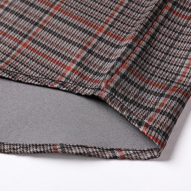 Allover Print Men Business Shirt Plaid Pattern T-Shirts Office Casual Gentleman Long Sleeve Shirts