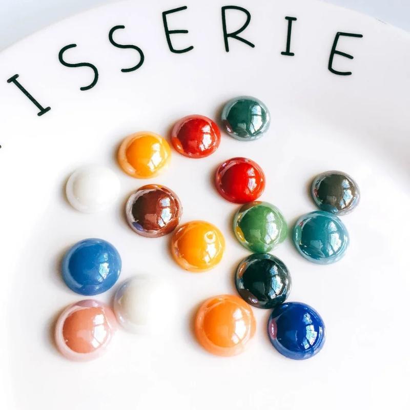 Mixed Colors Ceramics Porcelain Glass Cabochons 8/10/12/14/16Mm Cameo Flat Back Cabochon Supplies For Diy Jewelry Finding