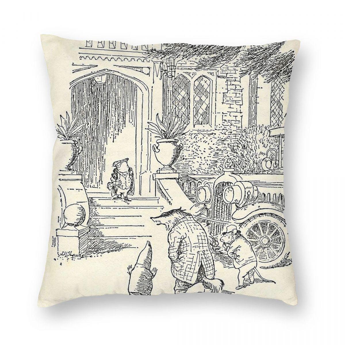Arriving At Toad Hall Pillowcase Polyester Linen Velvet Printed Zip Decor Room Cushion Cover Peach skin 18*18(CM)-1Pcs