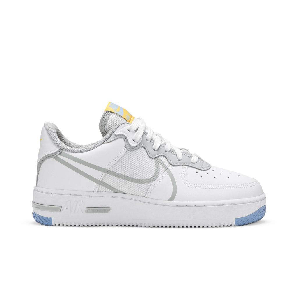Nike Air Force 1 React 'Smoke Grey Gold' (Unisex) White / Light Smoke Grey / University Gold Skateboard Shoes CT1020 100