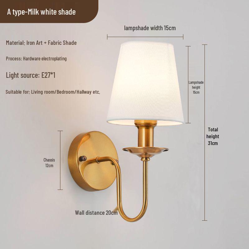 Antique Bronze Wall Light: European-Style Single Head for Bedroom, Living Room, Corridor.