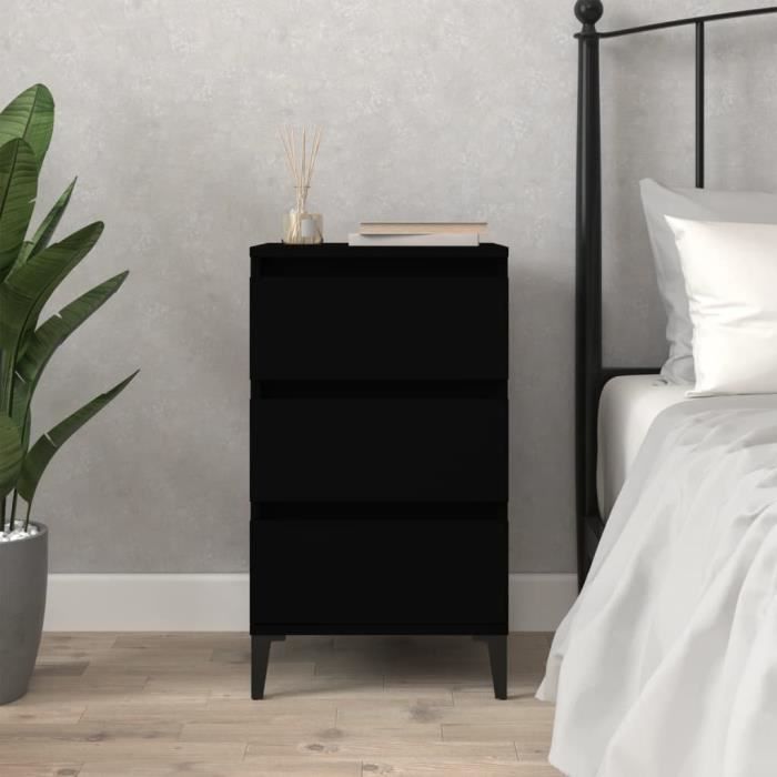 VidaXL Table de chevet noir 40x35x70 cm bois d’ingénierie 819669