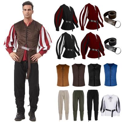 Evropský a americký retro středověký kostým šněrovací košile cosplay top