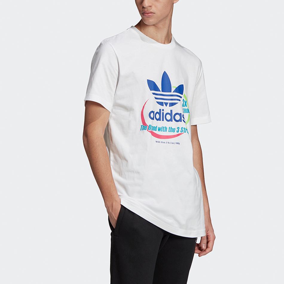 Adidas Originals Trefoil Sport Print Logo T-Shirt Men Tops White FK9974