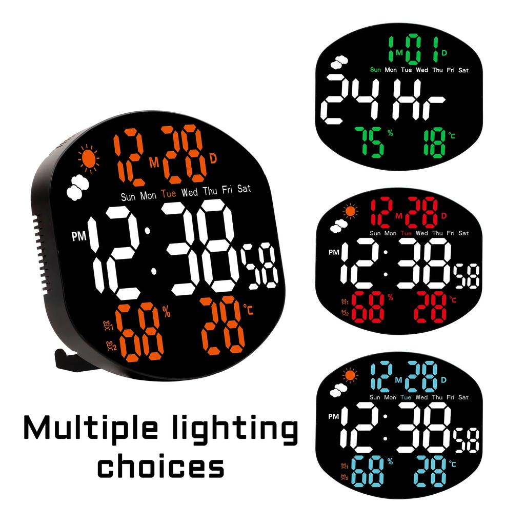 Simple LED Wall Clock Living Room Multifunctional Electronic Clock Silent Temperature and Humidity Alarm Large Screen Clock