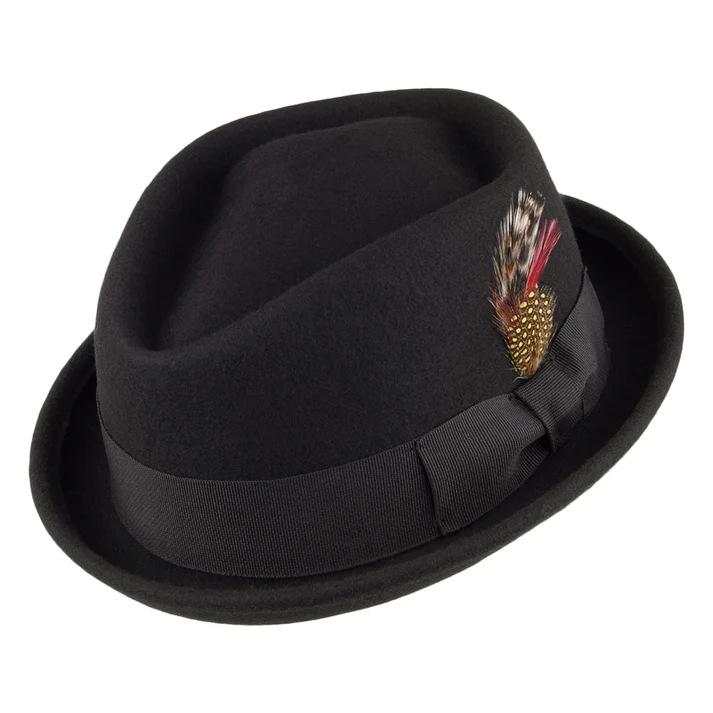 Cross-Border Hot-Selling Diamond Top Wool Top Hat Fashionable Versatile Pure Wool Top Hat Bow Ribbon Decorative Wool Hat