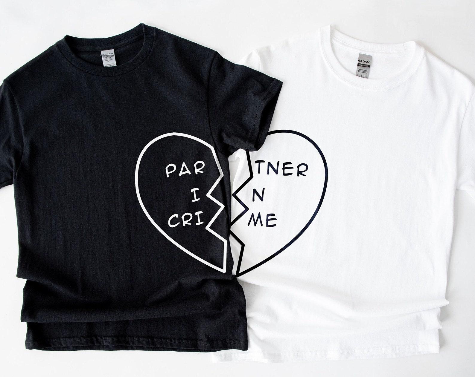 Partner In Crime Shirts - Matching Split Heart Friend Tees S