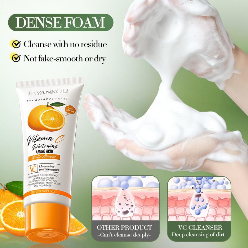 Natural Fayankou All Orange Vc Whitening Amino Acid Facial Cleanser For Daily Use