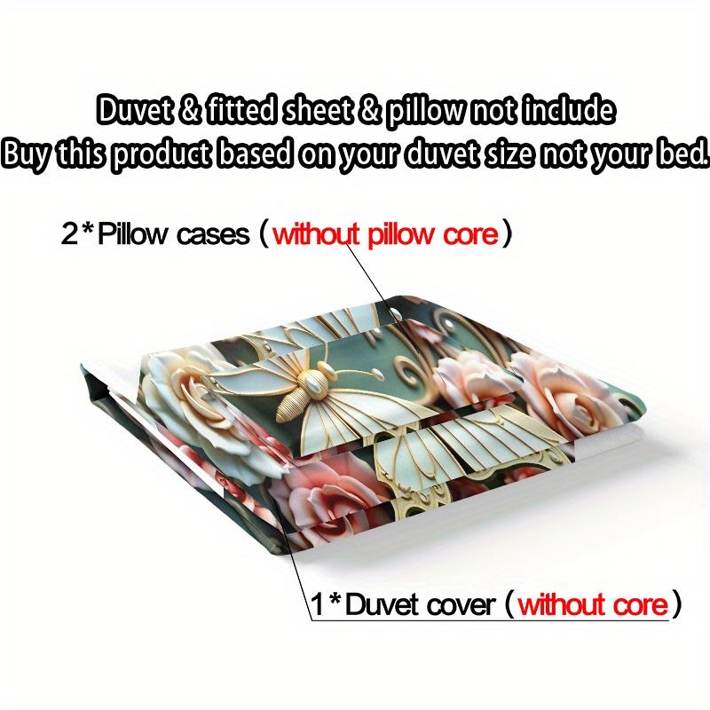 3pcs 3D Butterfly Flower Duvet Cover Set, 1 * Duvet Cover + 2 * Pillowcases, No Insert, Ultra-Soft Comfortable Butterfly Pattern