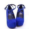2024 European & American Style Suede High Heel Platform Buckle Wedding Shoes, Plus Size 43 for Women