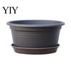 Modern Resin Planters Bulb Plant Pot with Saucer, 10 Inch 13 Wide Flowerpot Versatile Pots for Balcony Drainage Holes, Indoor Outdoor Planter