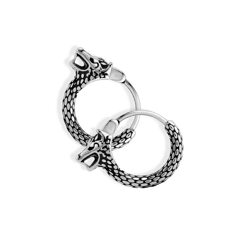 

Vintage 316L Stainless Steel Dragon Hoop Earring for Men Women Punk Hip Hop Style China Dragon Huggie Earrings Jewelry