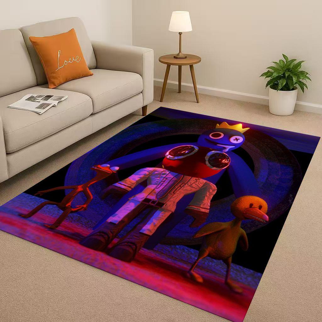3D R Rainbow Friends Game Cartoon Living Room Non Slip Area Rug Carpet for Bedroom Playroom Sofa,Easy Clean Home Decor Doormat